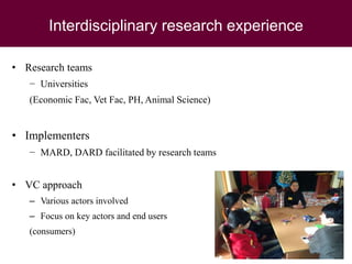 Food safety along informal pork market chains in Vietnam: Experience from an integrated research team