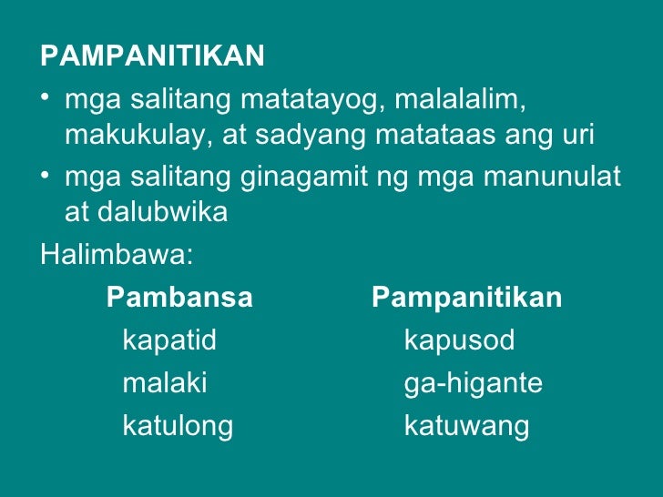 Mga Halimbawa Ng Pampanitikan Na Salita At Kahulugan Nito Mobile