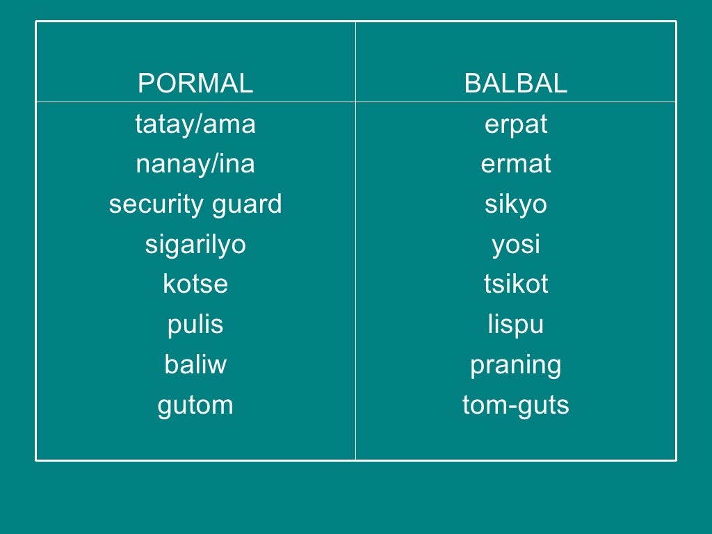 Pormal at di pormal na salita