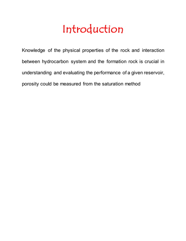 Porosity by saturation method | DOCX