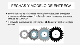 FECHAS Y MODELO DE ENTREGA
• El cuestionario de actividades y el mapa conceptual se entregarán
previamente el 4 de mayo. E...