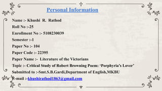 Name :- Khushi R. Rathod
Roll No :-25
Enrollment No :- 5108230039
Semester :-1
Paper No :- 104
Paper Code :- 22395
Paper N...