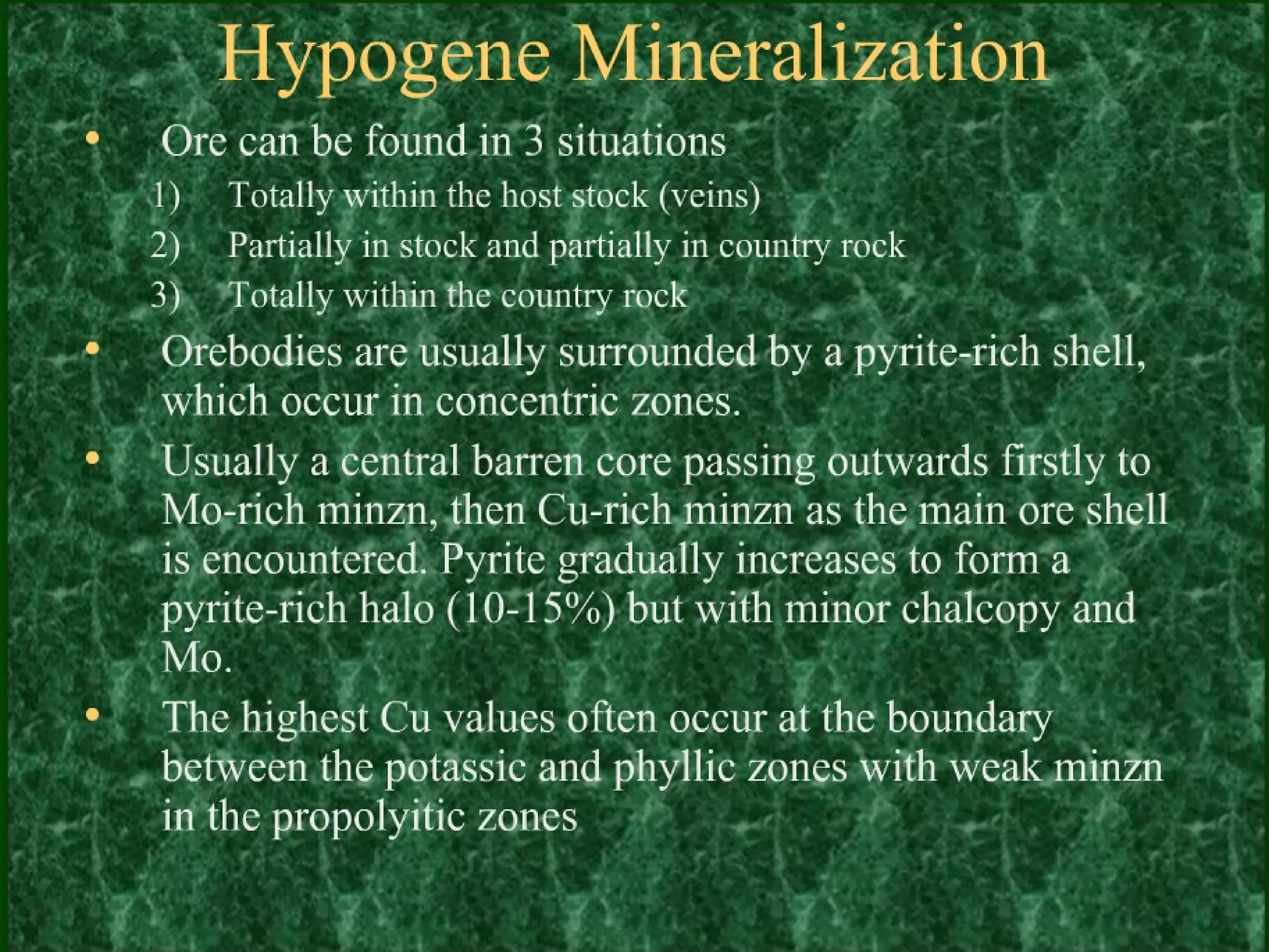 Porphyry copper deposits