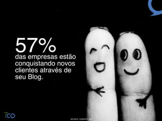 57% !
das empresas estão!
conquistando novos !
clientes através de !
seu Blog."




                  SOURCE: HUBSPOT, 2011
 