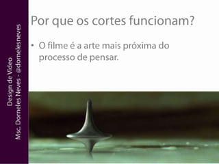 Por que os cortes funcionam?O filme é a arte mais próxima do processo de pensar.