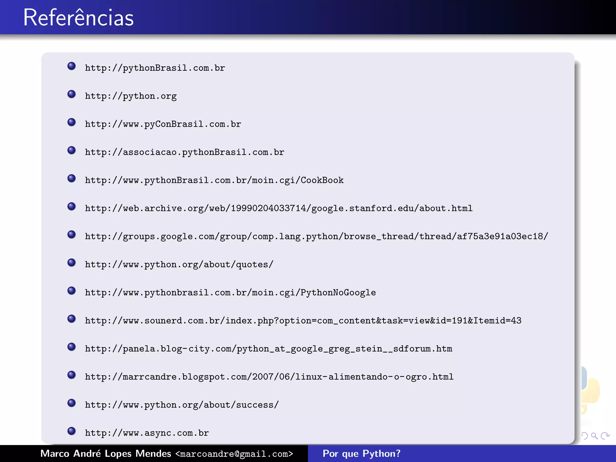 Por que Python - Latinoware 2008
