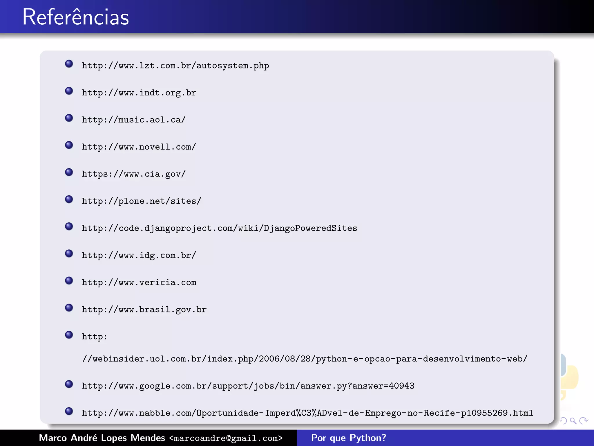 Por que Python - Latinoware 2008