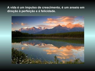 A vida é um impulso de crescimento, é um anseio em direção à perfeição e à felicidade.  