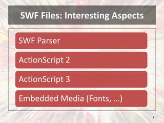 SWF Files: Interesting Aspects<br />8<br />