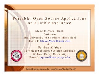 Portable, Open Source Applications on a USB Flash Drive