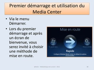 Déplacer un dossier
•   Vous pouvez être amené à déplacer un dossier ou un fichier vers un autre
    emplacement de votre choix. Pour ce faire, vous disposez de plusieurs méthodes :

•   Le clic droit vous fera apparaître le menu contextuel. Vous pourrez alors choisir de
    copier ou de couper le fichier pour aller le coller dans un autre dossier.

•   Lorsque vous « copiez » un fichier ou un dossier, vous le stockez dans une
    mémoire provisoire avant de le coller ailleurs, mais le fichier original reste là où il
    était. Vous n’effectuez effectivement qu’une copie.

•   Lorsque vous choisissez de « couper » le fichier original, vous pouvez de la même
    manière le coller ailleurs, mais il s’agit en fait d’un déplacement de fichier.
    L’original a disparu de son emplacement d’origine.

•   Une autre méthode consiste à utiliser le « glisser déposer » : vous sélectionnez
    dans la fenêtre de droite le fichier ou le dossier à déplacer et tout en maintenant
    le bouton droit de la souris enfoncé, vous venez le déposer dans la fenêtre de
    gauche, là où vous souhaitez le copier



07/02/2013                      @telier - Médiathèque de Lorient - 2013                       88
 