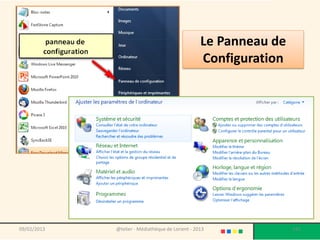 Le Panneau de
                                                  Configuration




09/02/2013   @telier - Médiathèque de Lorient - 2013              181
 