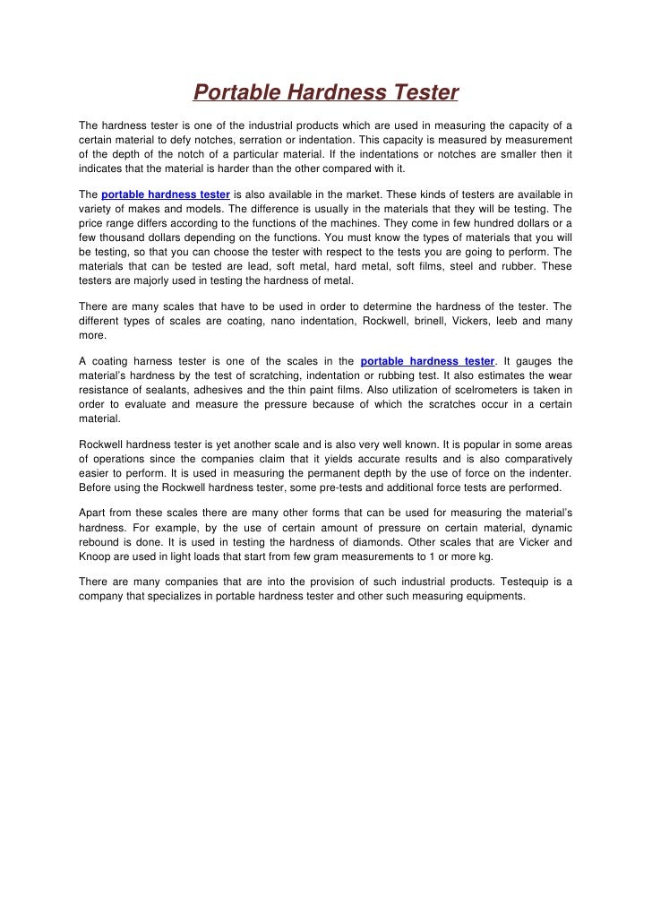 Portable Hardness Tester