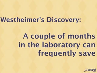 Westheimer's Discovery:

       A couple of months
     in the laboratory can
           frequently save
 