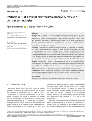 Portable out‐of‐hospital electrocardiography  a review of current technologies   enhanced reader