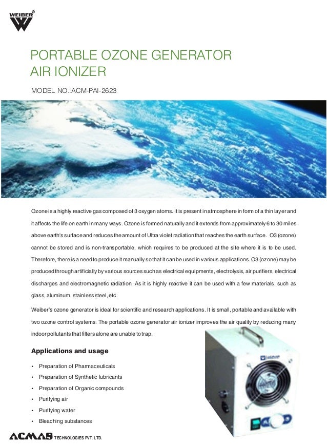 Portable Ozone Generator Air Ionizer by ACMAS Technologies Pvt Ltd.