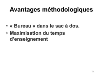 Avantages méthodologiques« Bureau » dans le sac à dos.Maximisation du temps d’enseignement25
