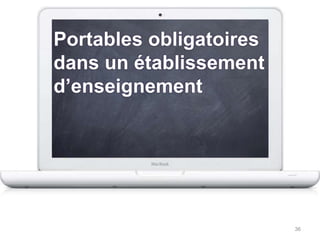 Portables obligatoires dans un établissement d’enseignement36