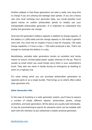 Portable solar power generator for home | PDF