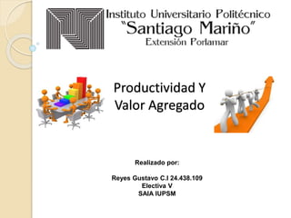 Productividad Y
Valor Agregado
Realizado por:
Reyes Gustavo C.I 24.438.109
Electiva V
SAIA IUPSM
 
