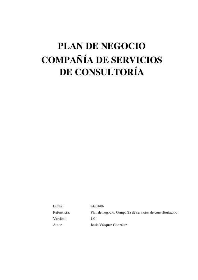 Portada Plan De Negocio Compania De Servicios De Consultoria