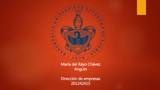 María del Rayo Chávez
Angulo
Dirección de empresas
201242415
 