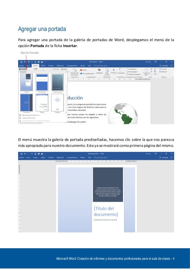 portada estilos y tabla contenido