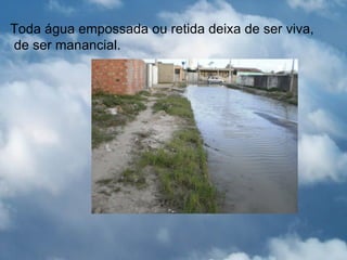 Toda água empossada ou retida deixa de ser viva,
de ser manancial.
 