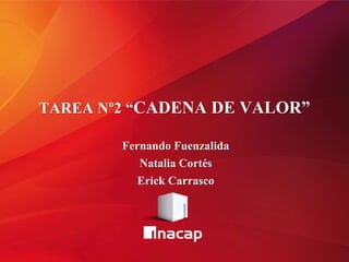 TAREA Nº2 “CADENA DE VALOR”
Fernando Fuenzalida
Natalia Cortés
Erick Carrasco
 