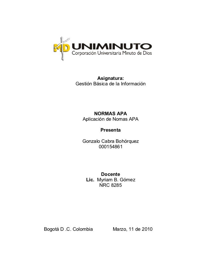 portada uniminuto apa portadas normas apa