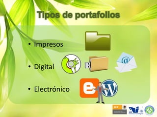 Tipos de portafoliosImpresosDigitalElectrónico