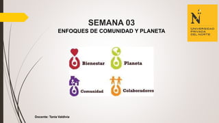 Docente: Tania Valdivia
SEMANA 03
ENFOQUES DE COMUNIDAD Y PLANETA
 