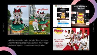 C
&
A
G
R
O
U
P
C
&
A
G
R
O
U
P
Administramos las redes sociales de su empresa,
alcanzando el público objetivo al que desee llegar
el cliente, logrando los resultados esperados.
 