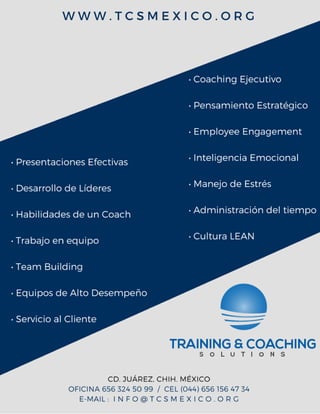 Portafolio de servicios TRAINING & COACHING SOLUTIONS