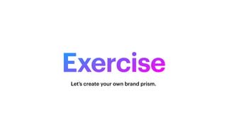 Exercise
Let’s create your own brand prism.
 