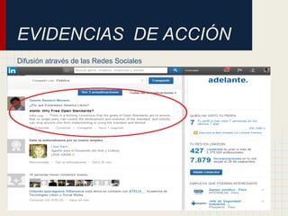 EVIDENCIAS DE ACCIÓN
Difusión através de las Redes Sociales
 