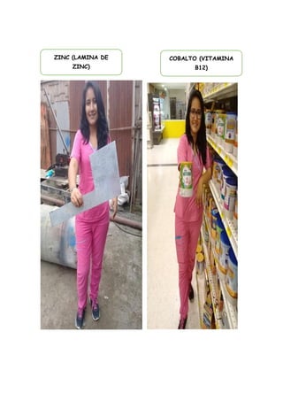 ZINC (LAMINA DE
ZINC)
COBALTO (VITAMINA
B12)
 