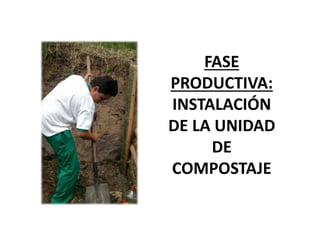 FASE 
PRODUCTIVA: 
INSTALACIÓN 
DE LA UNIDAD 
DE 
COMPOSTAJE 
 