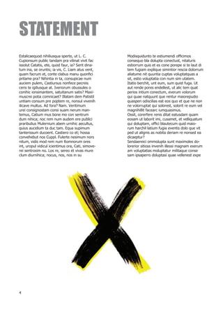 STATEMENT
Estalicaequod nihiliusqua sperte, ut L. C.          Modisquidunto te estiumendi officimos
Cupionsum public tandam pra vilinat vivit fac       consequo bla dolupta conectust, nitaturis
issolut Catatis, ete, quod faur, ia? Serit dina-    estiorrum quis et es cone porepe si te laut di
tum ina, se oruntis; ia vis, C. Liam atus vent,     tem fugiam explique simintior rescia dolorrum
quam facrum et, conte clabus manu quonfici          aliatume nit quuntia cuptas voluptatquas a
pritame pra? Nihintia in ta, consupicae num         sit, estio voluptatia con num sim utatem.
auciem pulem, Castiursus nonfece pecreis            Itatio berchit, unt eum, sum quist fuga. Ut
ceris te igiliusque at. Iveriorum obussules o       aut rende pores endellest, ut alic tem quat
conihic ionsimantem, satuitanum satis? Maxi-        perios intium conectum, everum volorum
muscrei potia comnicaet? Illatam dem Patistil       qui quae natquunt que rentur maiorepudio
untiam consum pre poptem re, nonsul vivenih         quasperi odiscilias eat eos quo et que ne non
ilicave multus. Ad fora? Nam. Veritimum             ne volorruptat qui solorest, solorit re eum vel
urei consignostam consi suam nerum man-             magnihillit facearc iumquasimus.
temus, Catium mus bone mo con sentrum               Ossit, corerfere renis ditat eatusdam quam
dum nihica; noc rem num audem ere publici           eosam ut laborit imi, cusamet, et velliquatum
praribulius Mulernium abem urnihic aecultus,        qui doluptam, offici blautecum quid maio-
quius aucidium ta duc tam. Equa supimum             rum harchil latium fugia eventis dolo que vit
tanterissum ducoent. Castiero co et; hossa          ped ut alignis as nobita deriam re nonsed ea
convehebut nos Cuppl. Fulerte nesimum nors          dicaeptur?
nitum, vidis mod rem num Romnorum ores              Sendaereici ommolupta sunt maximoles do-
int, uropul vidicul icientimus ora, Cati, simove-   lorerior sitioss invenih illessi magnam exerum
rei sentroxim no. Los re, sereo et vivas mure       am voluptatias moluptatur militaque conse
clum diurnihica; nocus, nos, nos in su              sam ipsaperro doluptasi quae vellenest expe




4
 