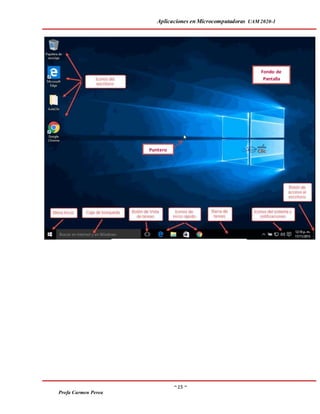 Aplicaciones en Microcomputadoras UAM 2020-1
~ 15 ~
Profa Carmen Perea
Fondo de
Pantalla
Puntero
 