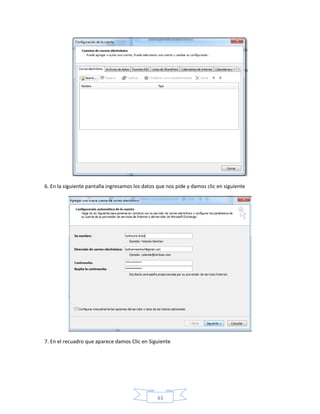 6. En la siguiente pantalla ingresamos los datos que nos pide y damos clic en siguiente




7. En el recuadro que aparece damos Clic en Siguiente




                                                43
 