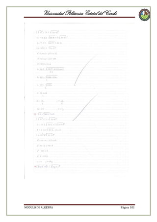 Universidad Politécnica Estatal del Carchi

MODULO DE ALGEBRA

Página 101

 