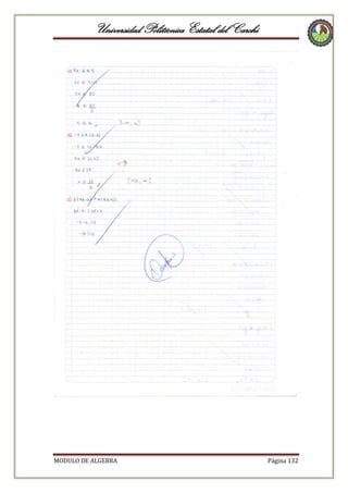 Universidad Politécnica Estatal del Carchi

MODULO DE ALGEBRA

Página 132

 