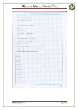Universidad Politécnica Estatal del Carchi

MODULO DE ALGEBRA

Página 70

 