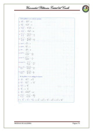 Universidad Politécnica Estatal del Carchi

MODULO DE ALGEBRA

Página 75

 