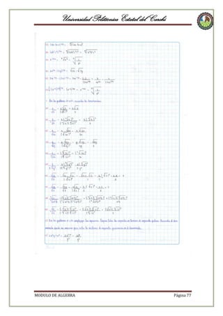 Universidad Politécnica Estatal del Carchi

MODULO DE ALGEBRA

Página 77

 