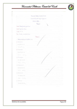 Universidad Politécnica Estatal del Carchi

MODULO DE ALGEBRA

Página 80

 
