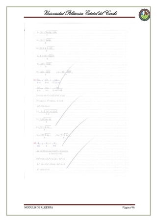 Universidad Politécnica Estatal del Carchi

MODULO DE ALGEBRA

Página 96

 