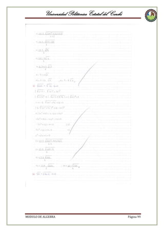 Universidad Politécnica Estatal del Carchi

MODULO DE ALGEBRA

Página 99

 