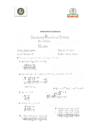 EXPRESIONES ALGEBRAICAS
 